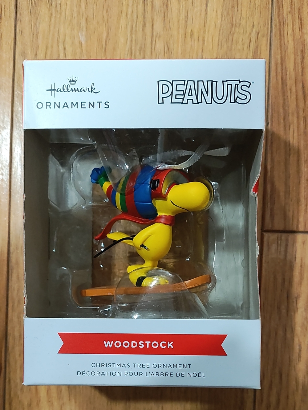 Hallmark Peanuts Woodstock Ornament in Yellow with Rainbow Hat
